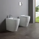 Einloch-Bidet mit versetztem Ablauf aus Keramik in modernem Design - Oleandro  Viadurini