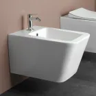 Wandhängendes Bidet mit einem Hahnloch aus weißer Keramik in elegantem, modernem Design – Giunco Viadurini