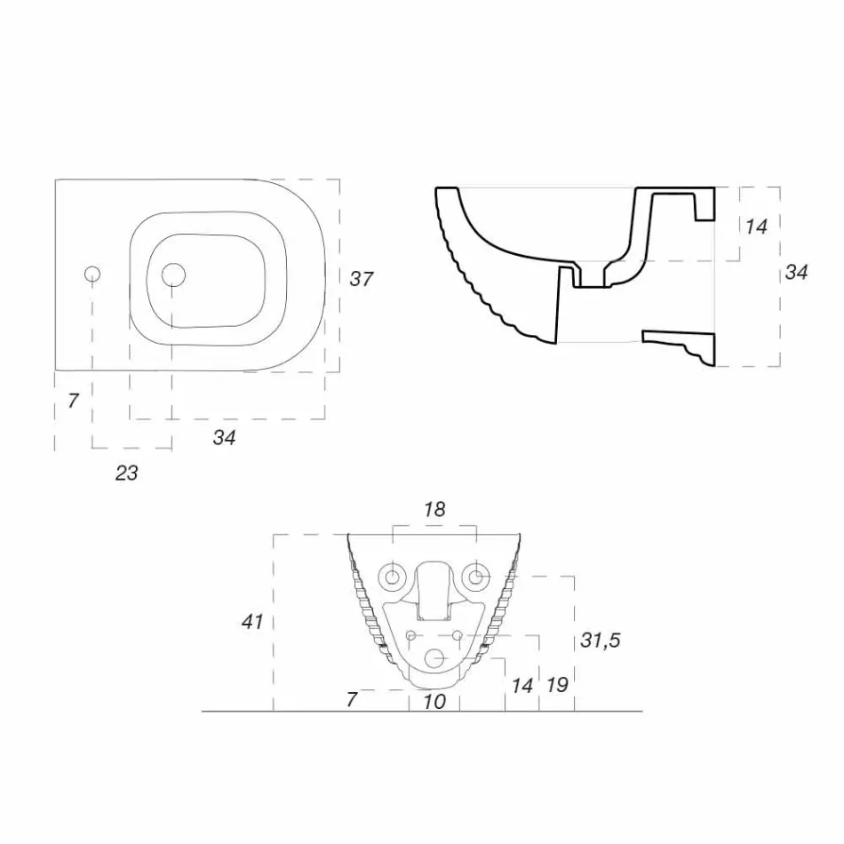 Abgehängte Bidet von Made in Italy Design in Trabia Keramik Viadurini