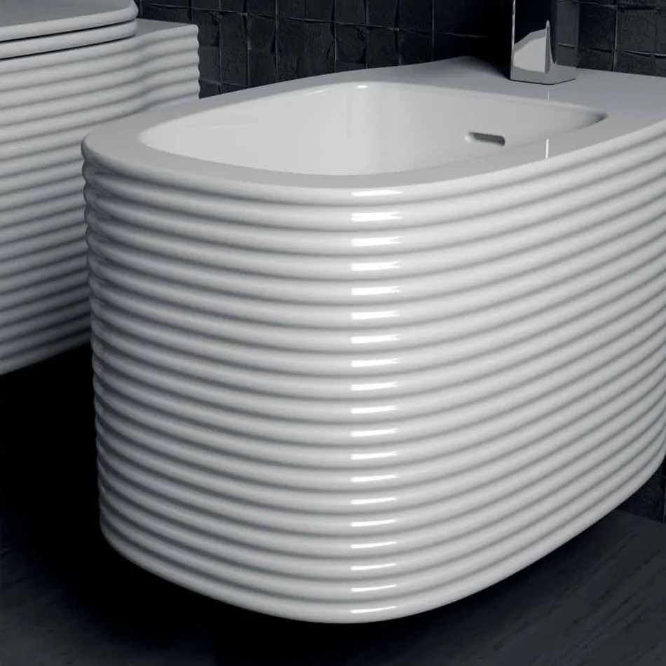 Hängendes Keramik-Bidet in modernem Design, hergestellt in Italien, Hamlet Viadurini