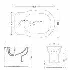 Modernes wandhängendes Bidet aus weißem Keramik Stil 54x36 cm, hergestellt in Italien Viadurini