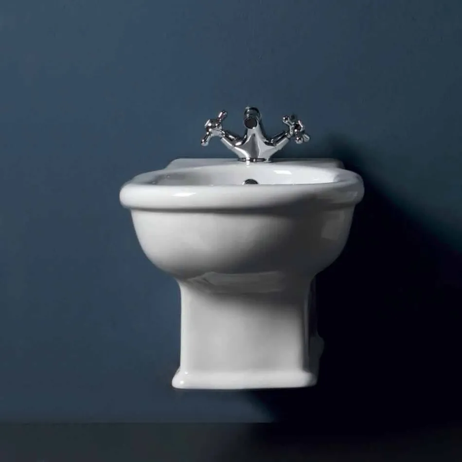 Modernes wandhängendes Bidet aus weißem Keramik Stil 54x36 cm, hergestellt in Italien Viadurini