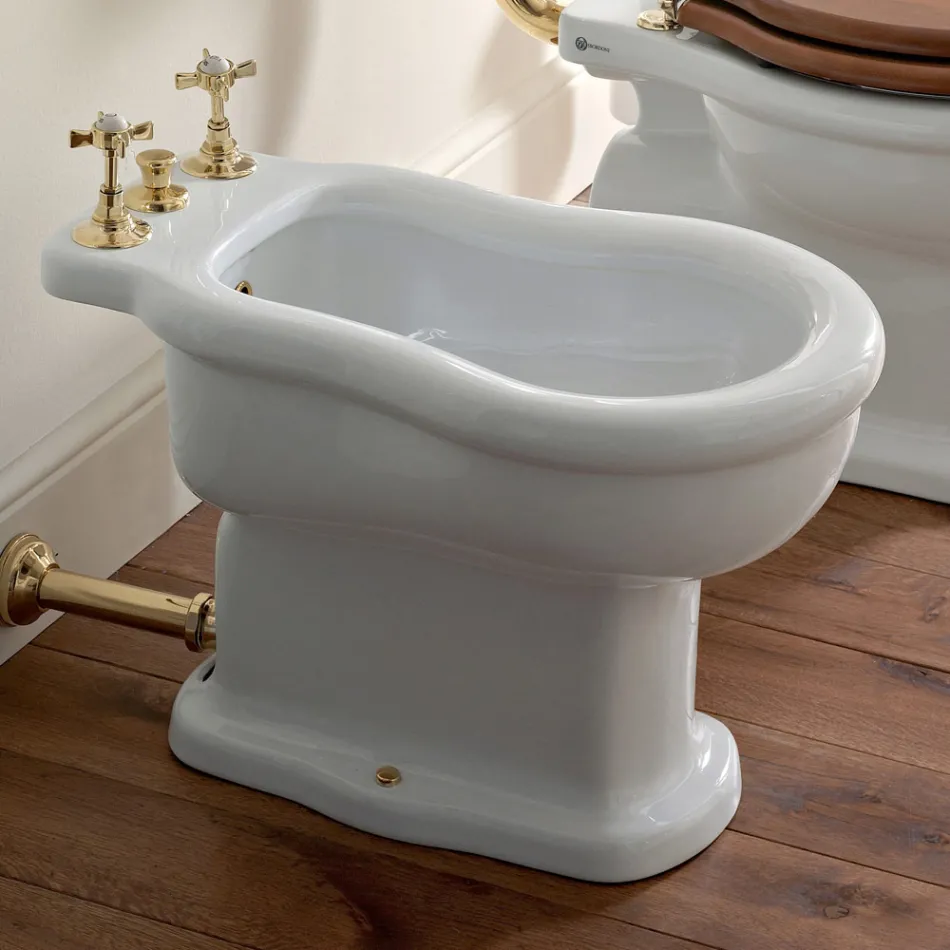 Klassisches Design Weißes Bidet aus weißer Keramik Made in Italy - Paulina Viadurini