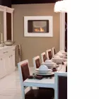 Weißer Wand-Biokamin mit modernem Design mit Erica Glass Insert Viadurini