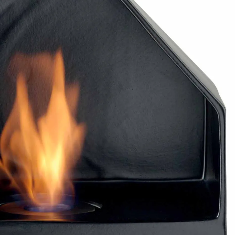 Biocamino Platte mit Keramik Bioethanol und Curtis Stahl Viadurini