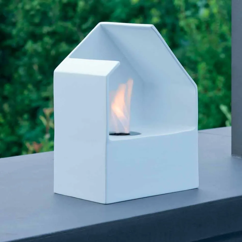 Bio Ehanol Tischkamin aus Keramik und Stahl Curtis Viadurini