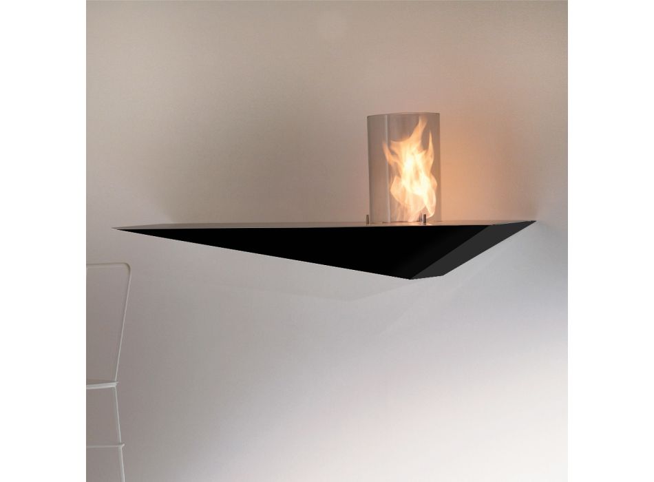 Biofireplace für modernes Design aus lackiertem Stahl und Glas - Malcolm Viadurini