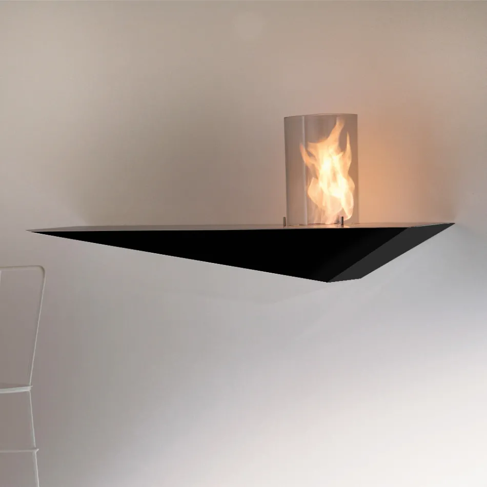 Biofireplace für modernes Design aus lackiertem Stahl und Glas - Malcolm Viadurini