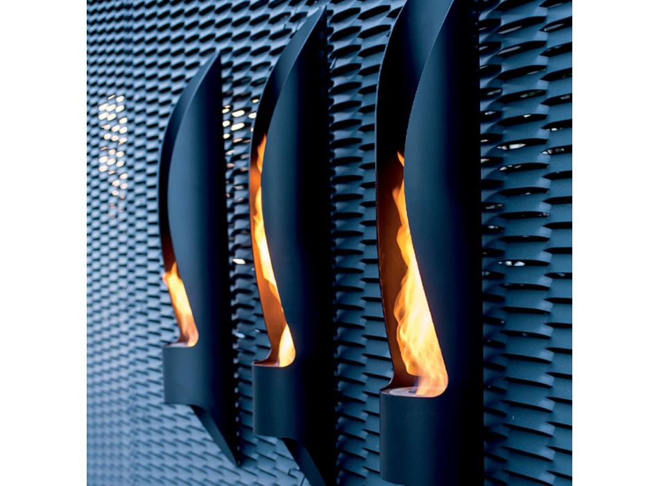 Wand-Bio-Kamin aus röhrenförmigem und modernem Design aus schwarzem Stahl - Jackson Viadurini