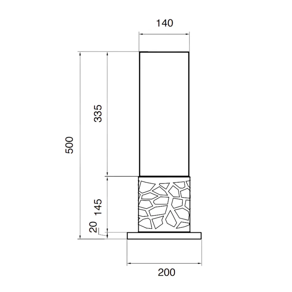 Zylindrischer Tisch-Biokamin aus gehärtetem Glas und schwarzem Metall – Ringo Viadurini