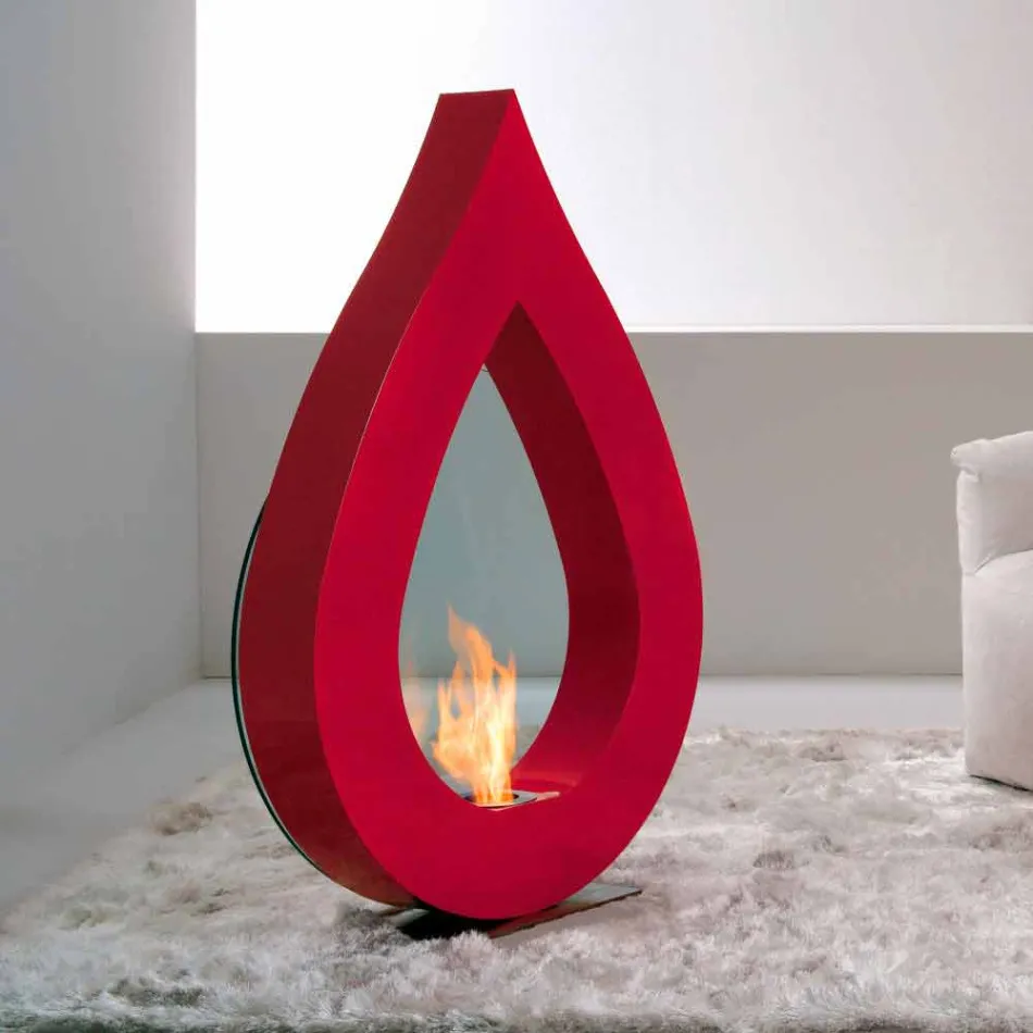 Biocamino von Bioethanol Erde, Flamme modernes Design in der Form Todd Viadurini