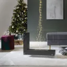 Bodenbiokamin mit doppelseitiger Struktur aus Glas und schwarzem Metall – Squillo Viadurini