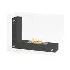 Bodenbiokamin mit doppelseitiger Struktur aus Glas und schwarzem Metall – Squillo Viadurini