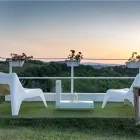 Boden-Biokamin mit doppelseitiger Struktur aus Glas und Metall - Planeto Viadurini