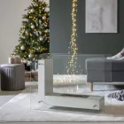 Boden-Biokamin mit doppelseitiger Struktur aus Glas und Metall - Planeto Viadurini