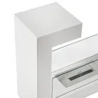 Bio-Bodenkamin aus weiß lackiertem Metall und gehärtetem Glas - Pelide Viadurini