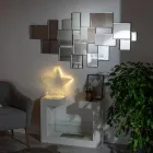 Bio-Bodenkamin aus weiß lackiertem Metall und gehärtetem Glas - Pelide Viadurini