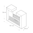 Bio-Bodenkamin aus weiß lackiertem Metall und gehärtetem Glas - Pelide Viadurini