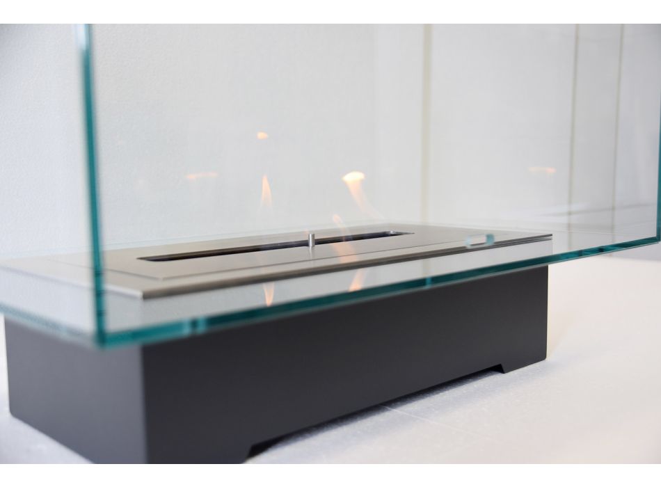 Moderner Designboden Bio-Kamin aus Glas und Stahl oder Corten - Bradley Viadurini