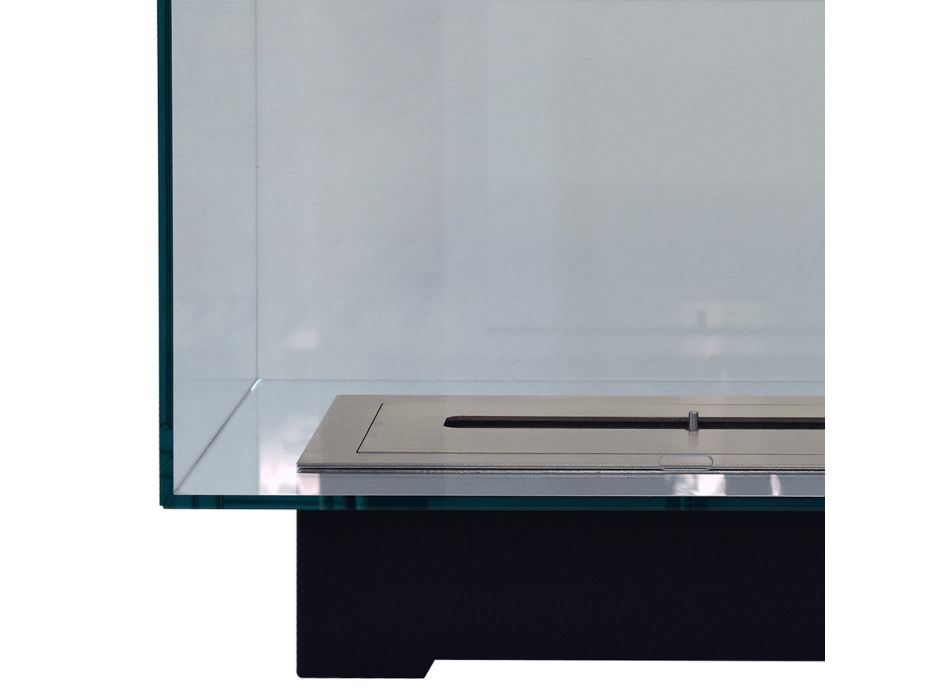 Moderner Designboden Bio-Kamin aus Glas und Stahl oder Corten - Bradley Viadurini