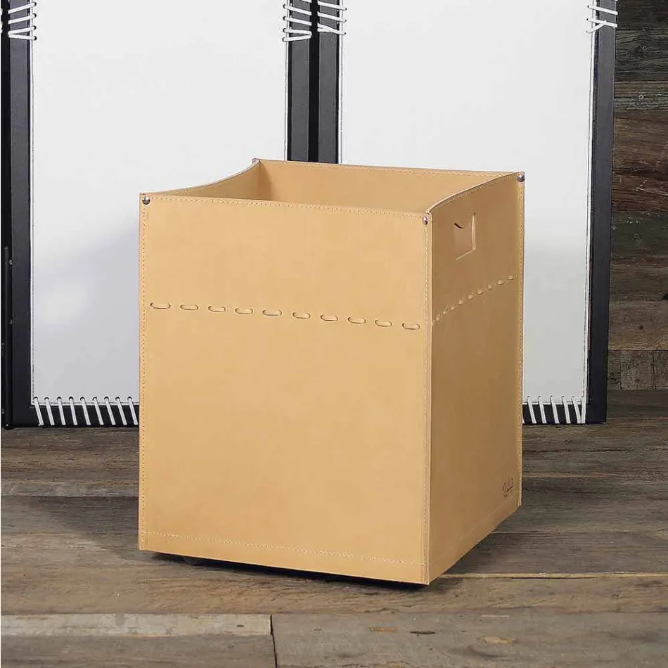 Brennholztasche aus neutralem Leder 100% Made in Italy Viadurini