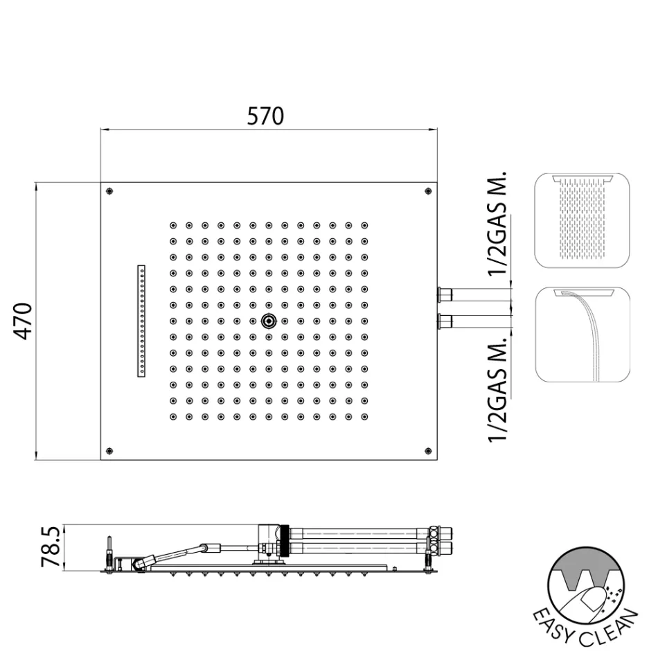 Bossini Deckenduschkopf in Chromoptik mit zwei verschiedenen Dream-Düsen Viadurini