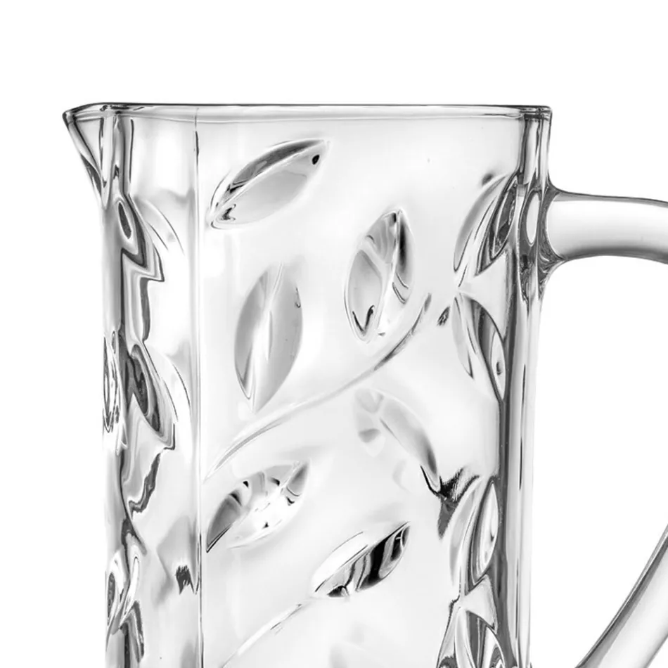 Ökologischer Kristallkrug mit Blattdekor in 2 Stück - Magnolio Viadurini