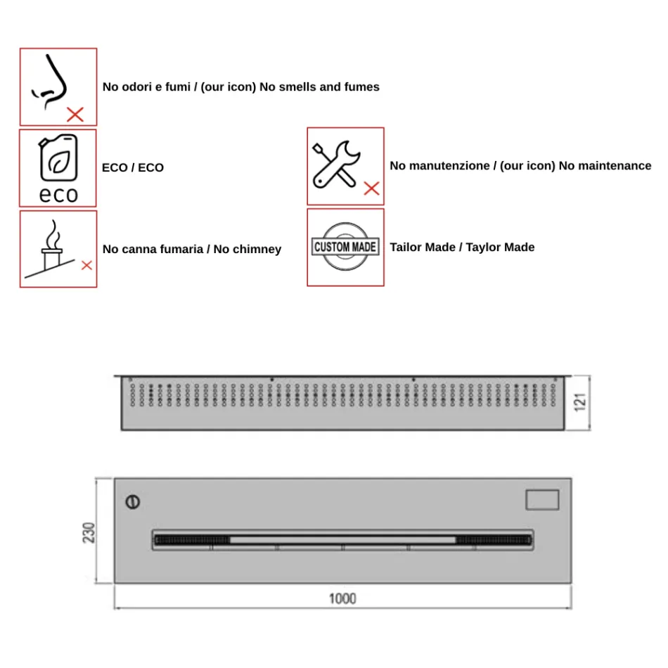 Bio Ethanol Brennkammer 3,6 Kw Wärmekapazität Aron100 Viadurini