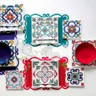 Wein- oder Wasserbecher aus farbigem oder transparentem Glas mit Dekorationen, 12 Stück - Rocca Viadurini