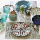 Wein- oder Wasserbecher aus farbigem oder transparentem Glas mit Dekorationen, 12 Stück - Rocca Viadurini