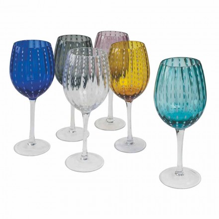 Farbige und moderne Glasweingläser 12 Stück Eleganter Service - Persien Viadurini