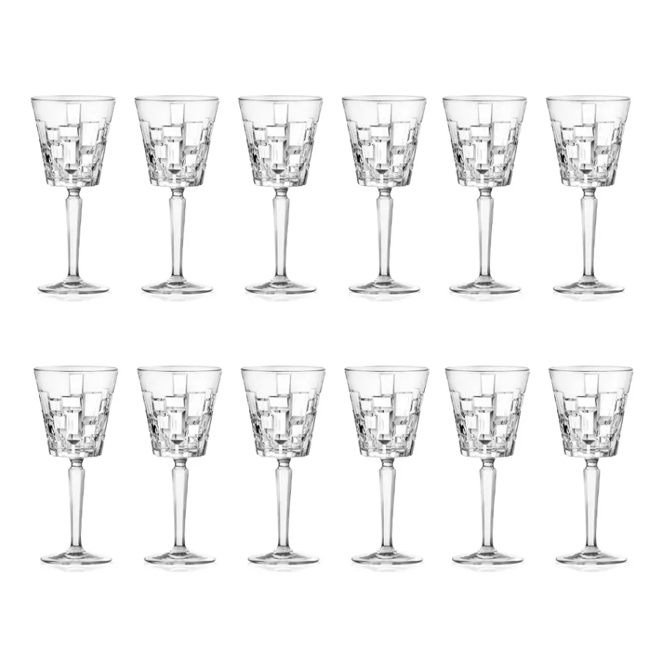 Luxus Dekorierte Öko Kristall Wein- oder Wassergläser 12 Stück - Catania Viadurini