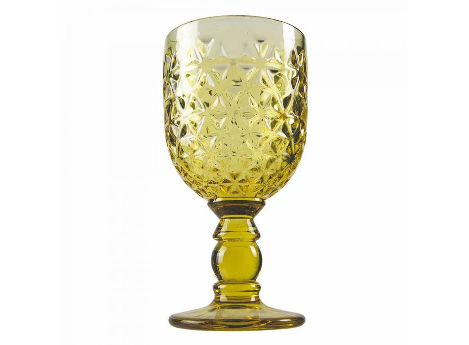 Farbige Glas dekorierte Becher Wasser oder Wein Service 12 Stück - Mix Viadurini