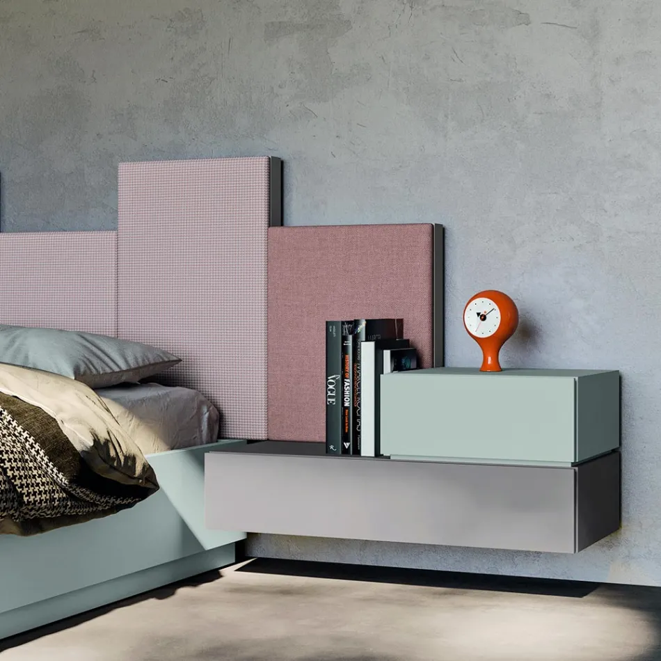 Komplettes Schlafzimmer mit 5 Elementen Made in Italy Hohe Qualität - Quarz Viadurini