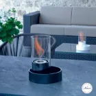 Kamin mit Keramik und Glastisch Bioethanol Jim, made in Italy Viadurini