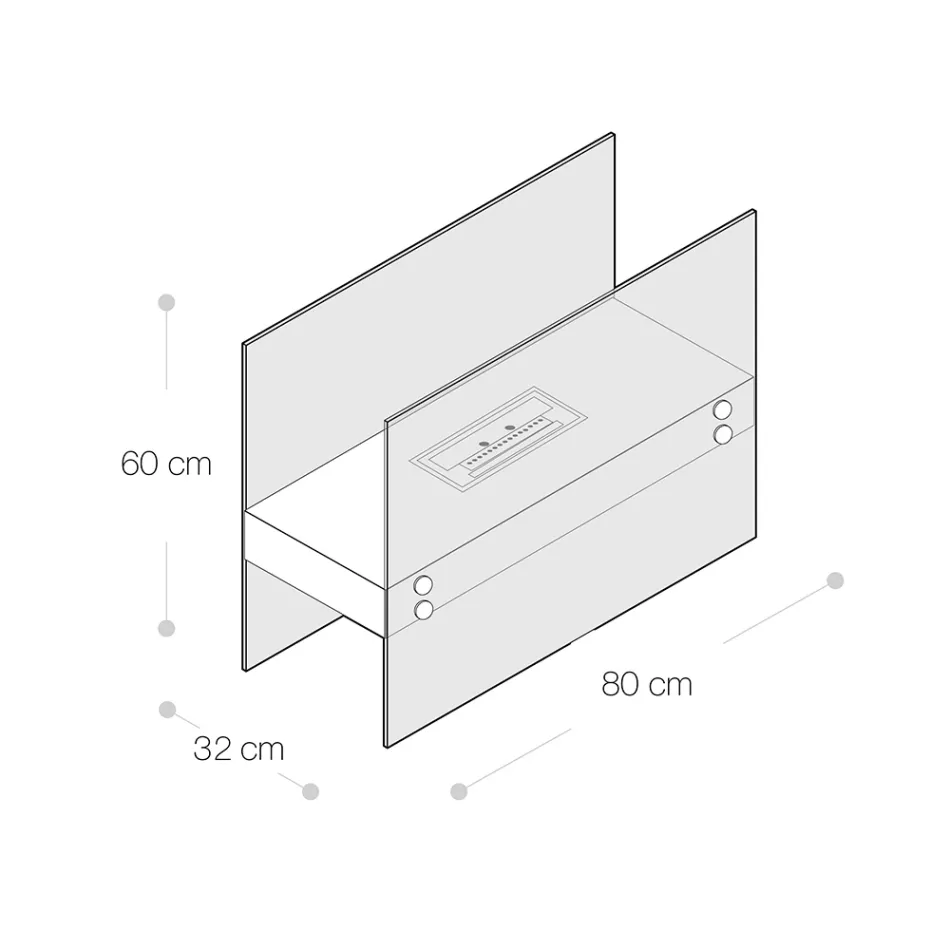 Bioethanol-Bodenkamin aus weißem Metall und gehärtetem Glas – Timon Viadurini