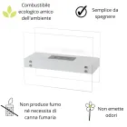 Bioethanol-Bodenkamin aus weißem Metall und gehärtetem Glas – Timon Viadurini