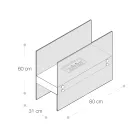Bioethanol-Bodenkamin aus schwarzem Metall und gehärtetem Glas - Violante Viadurini