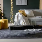 Bioethanol-Bodenkamin aus schwarzem Metall und gehärtetem Glas - Violante Viadurini