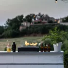 Bioethanol-Tischkamin aus gehärtetem Glas und schwarzem Metall - Fiandre Viadurini