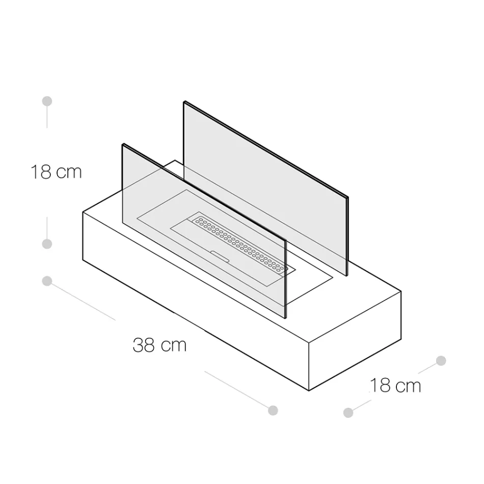 Bioethanol-Tischkamin aus gehärtetem Glas und Metall – Silber Viadurini