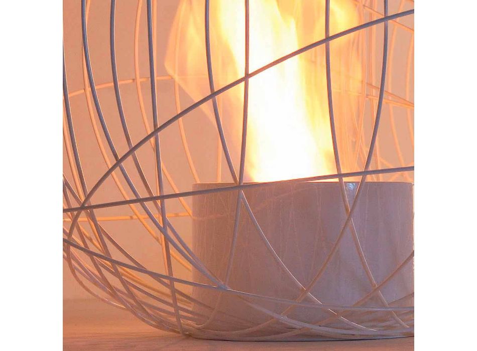 Kamin Bioethanol Tisch / Boden Stahl wie eine Kugel geformt Henry Viadurini
