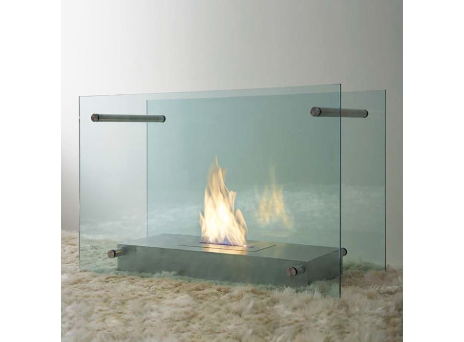 Boden Bioethanol Kamin in Glas und Stahl Design für Indoor - Edison Viadurini