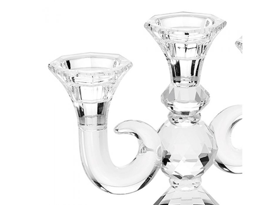 3-flammiger Kristallkandelaber Luxus Design Made in Italy - Genoveffa Viadurini