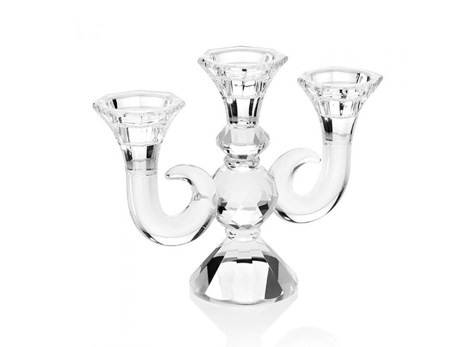 3-flammiger Kristallkandelaber Luxus Design Made in Italy - Genoveffa