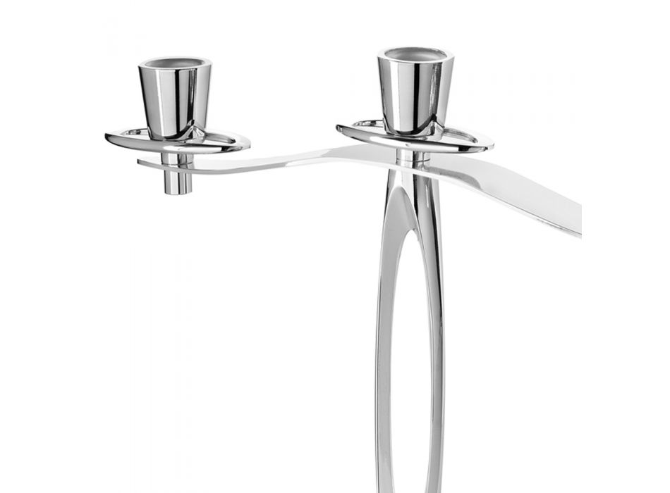 Luxus-Design Silber Metall 3-armiger Kandelaber - Laoconte Viadurini