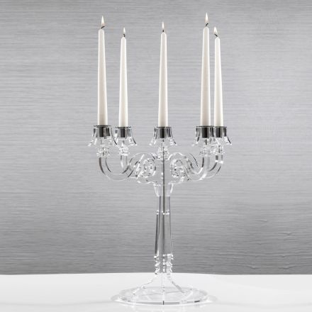 Tischleuchter 5 Flammen aus transparentem Acrylglas - Gloriano Viadurini