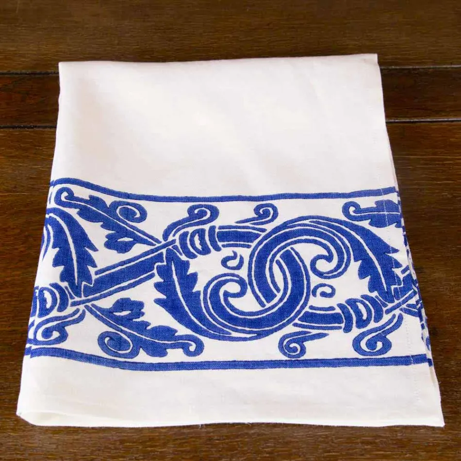 Leinen Leinwand italienischer Handwerkskunst mit handbedrucktem Design - Marken Viadurini