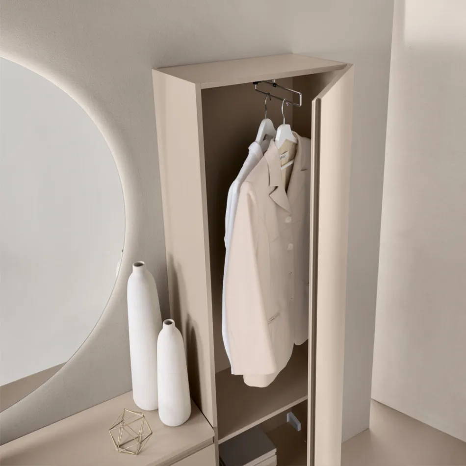 Lackierte Melamin-Garderobe mit MDF-Tür und Innenregal - Lunis Viadurini