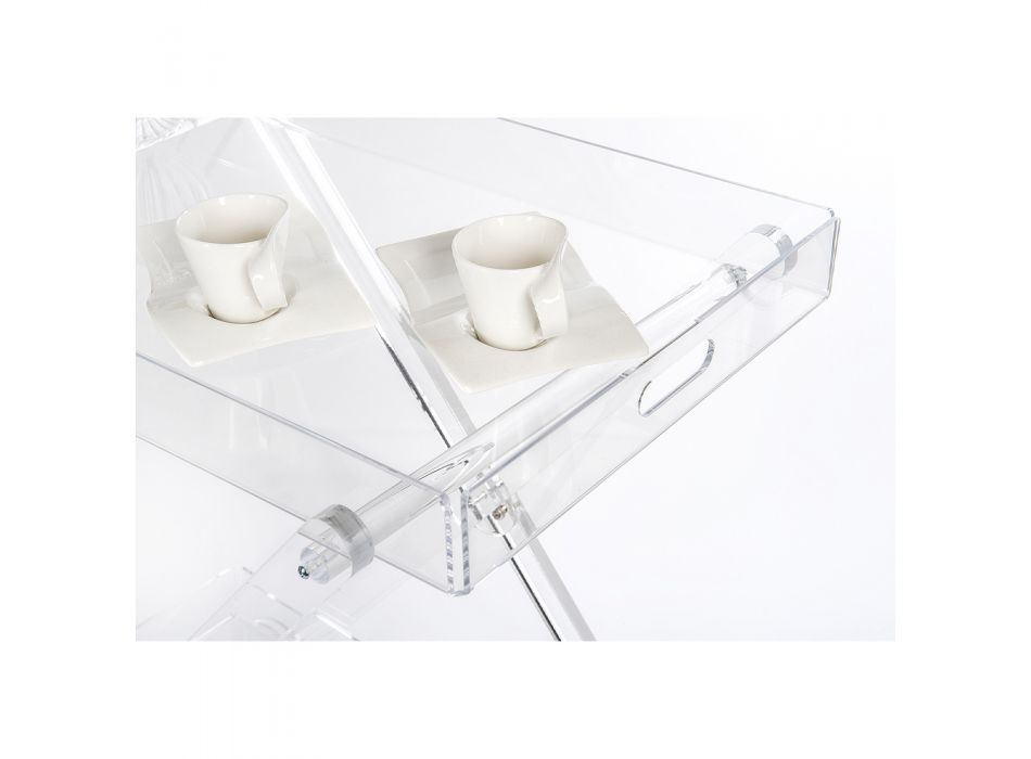 Küchenwagen 4 Rollen aus transparentem Plexiglas oder mit Holz - Magimbo Viadurini